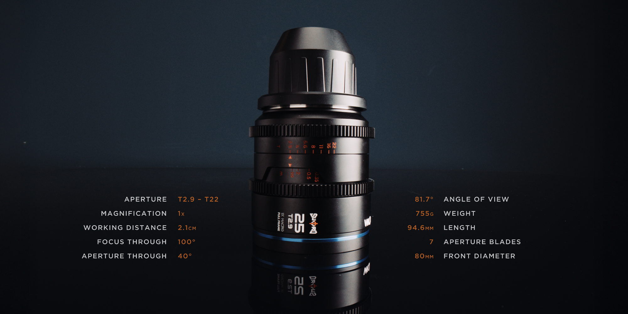 Obiektyw Laowa Sword 25 mm T2,9 1x Macro Cine do Arri PL - zdjęcie produktowe i specyfikacja